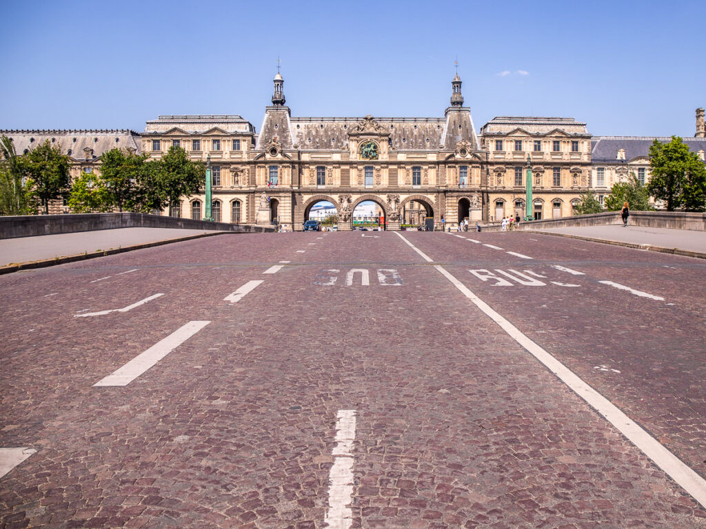 Roadway across a bridge in Paris