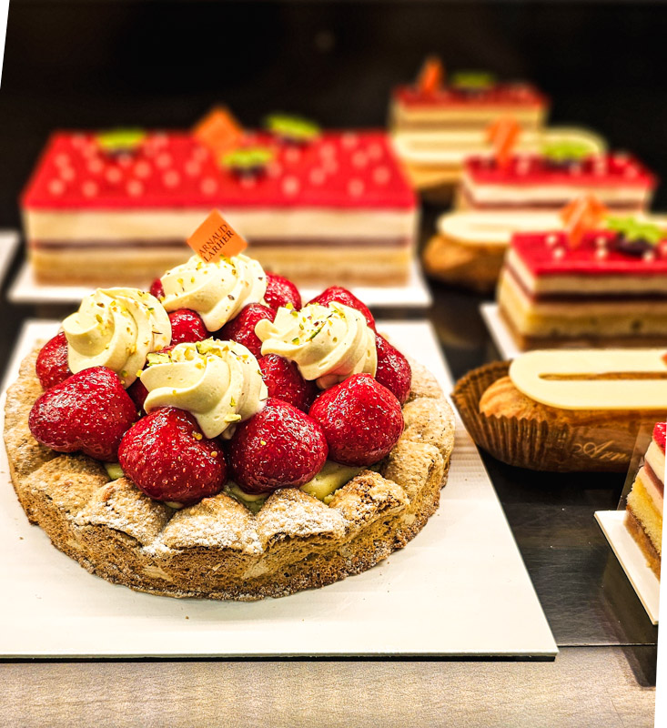 pastries on a shelf in paris