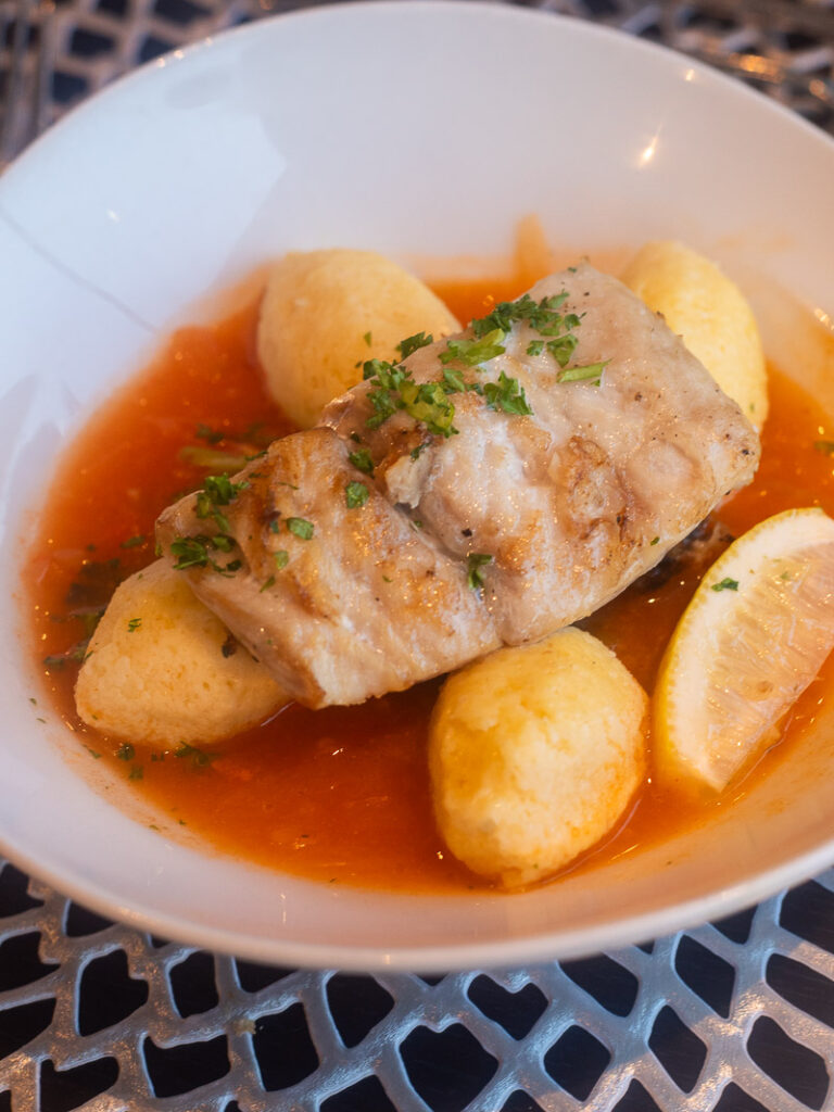 Bowl of fish and potatoes