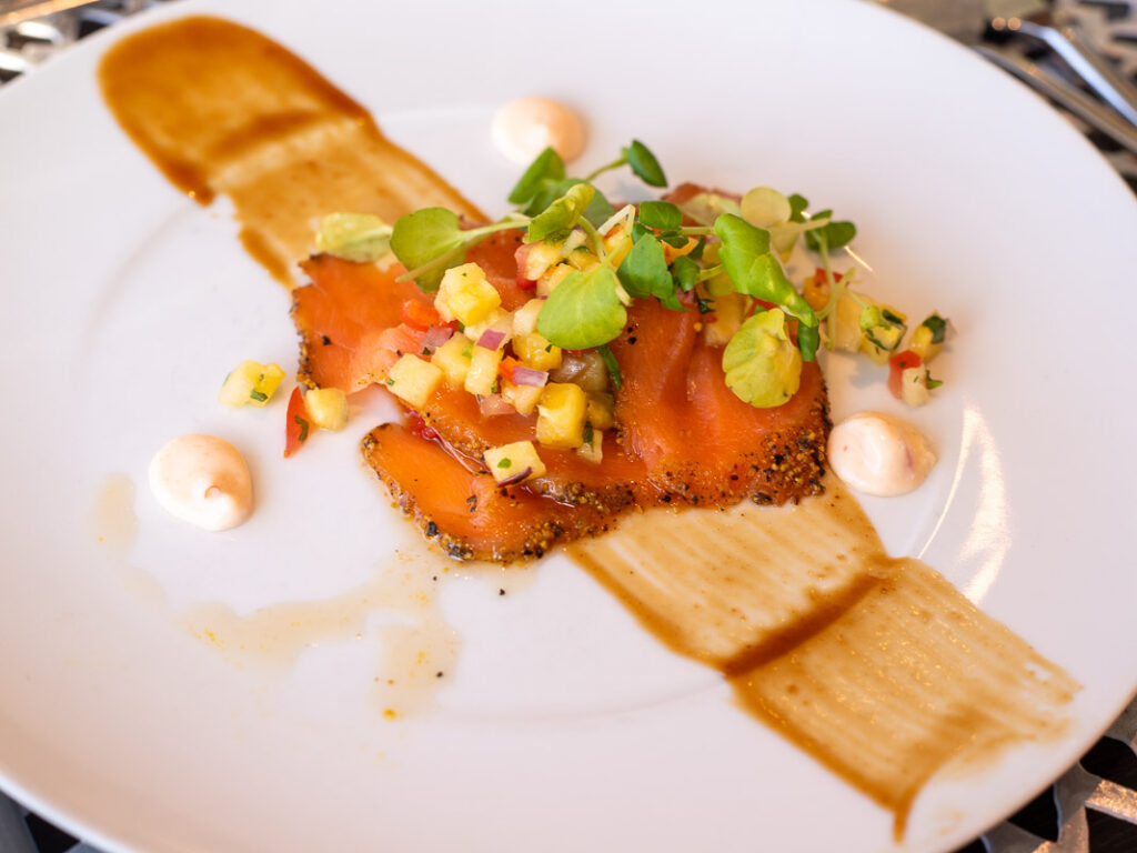 Smoked salmon on a plate