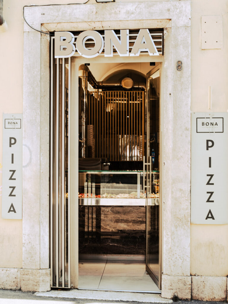 outside of bona pizza in rome