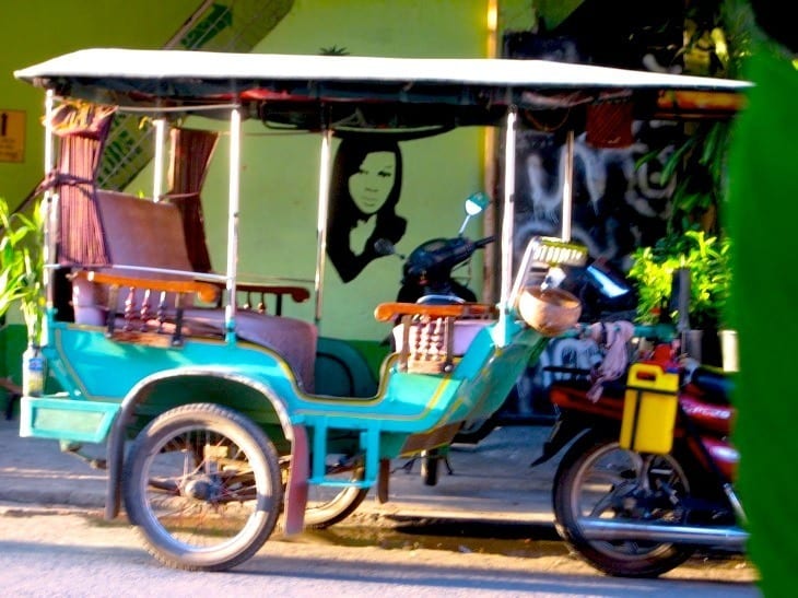 a vehicle parked on the side of a road