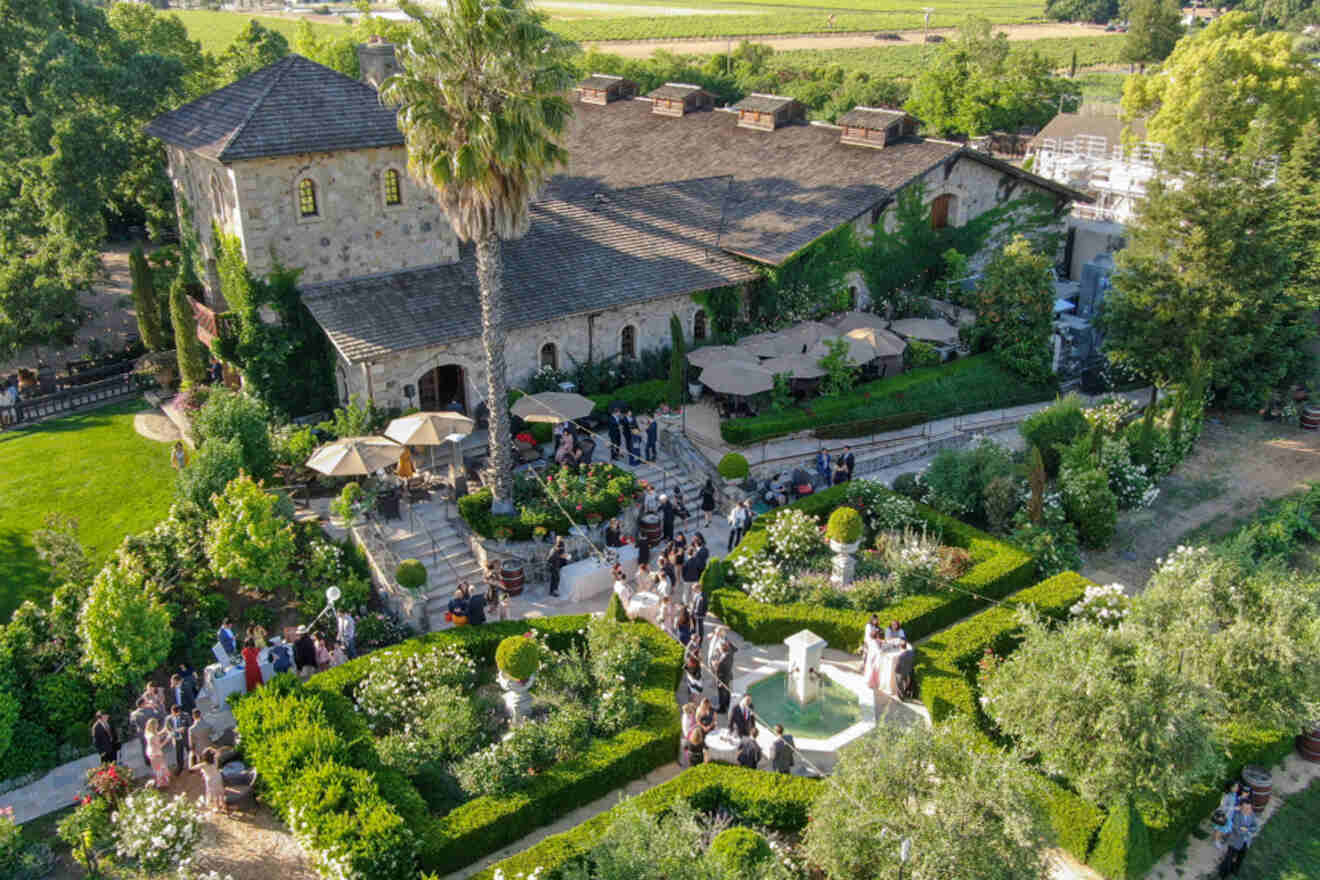 aerial view over a winery