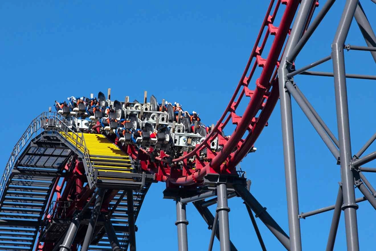 people in a rollercoaster