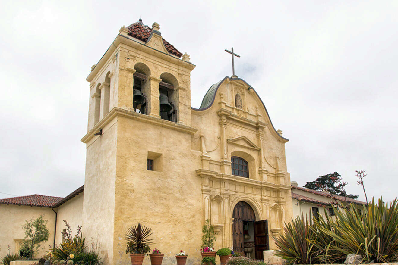 A church with a bell tower.