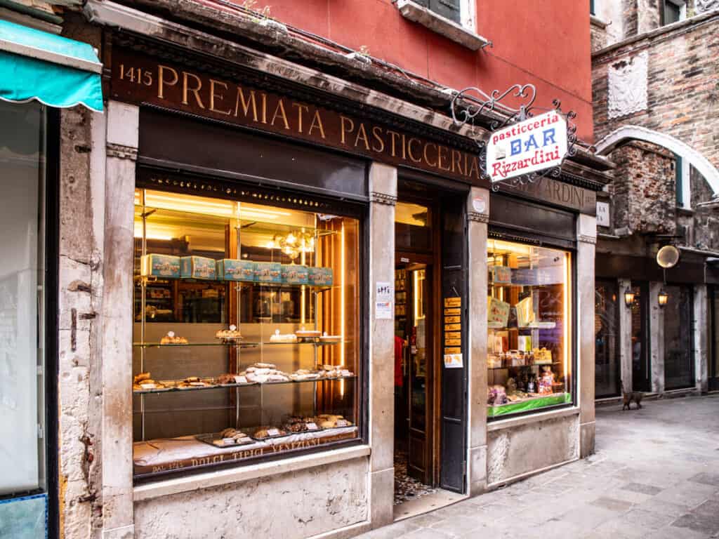 exterior of small cafe on venice alley