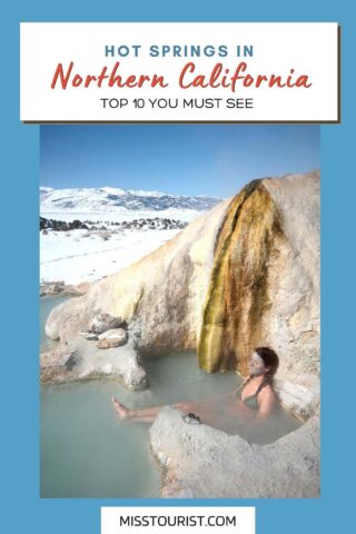 a woman enjoying the water in the hot springs during winter