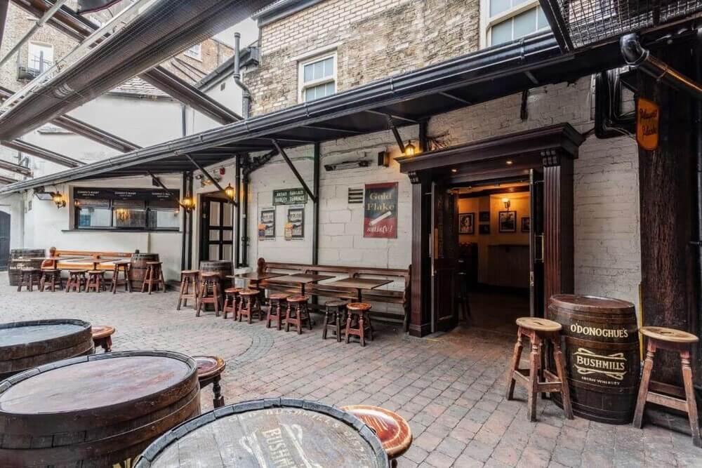 tables on patio of O’Donoghue