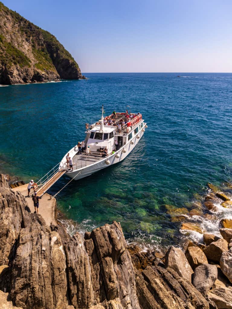 boat moored in sea off Riomaggiore