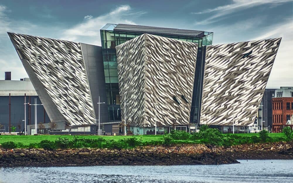 exterior of Titanic Belfast shaped like a ship