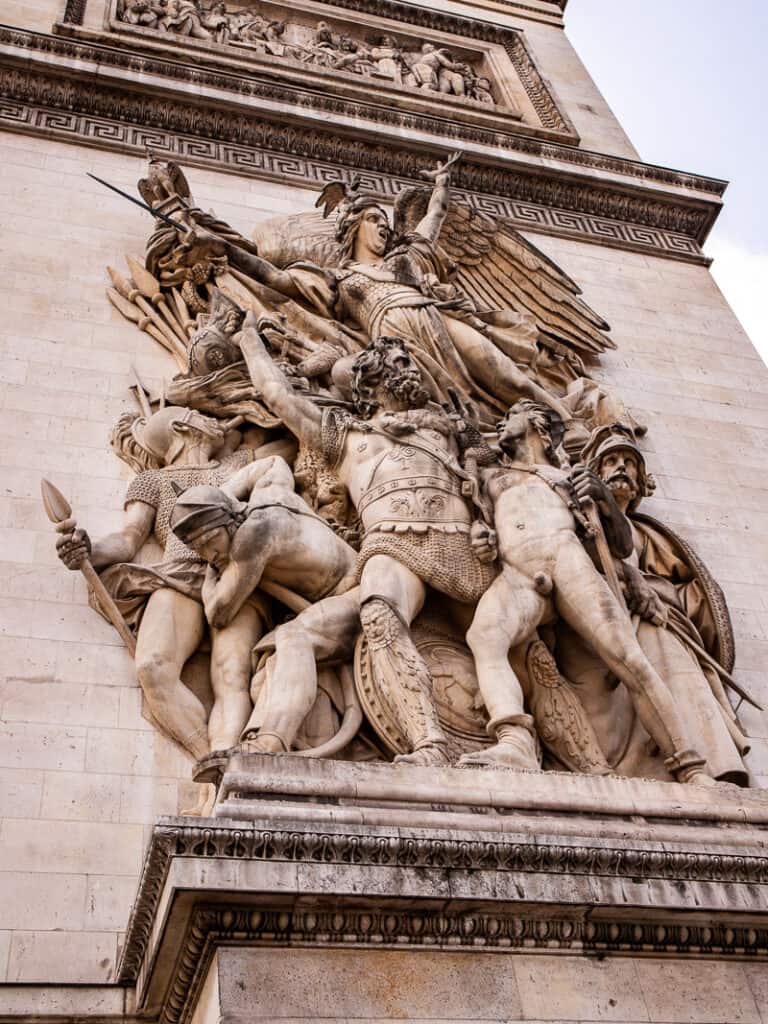 sculptured group on wall of arc de triomphe