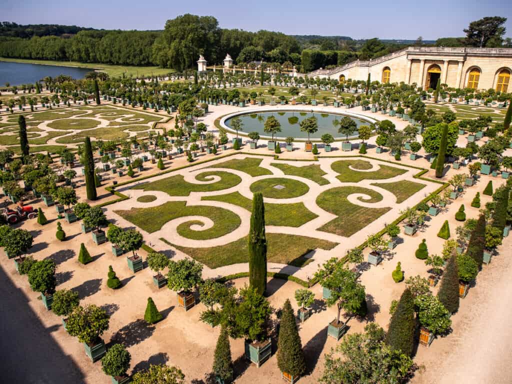 manicured gardens in the orangery versailles