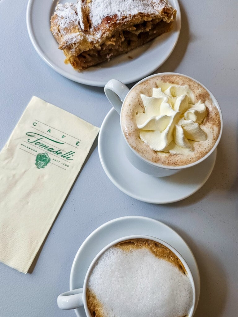 Coffee and apple strudel