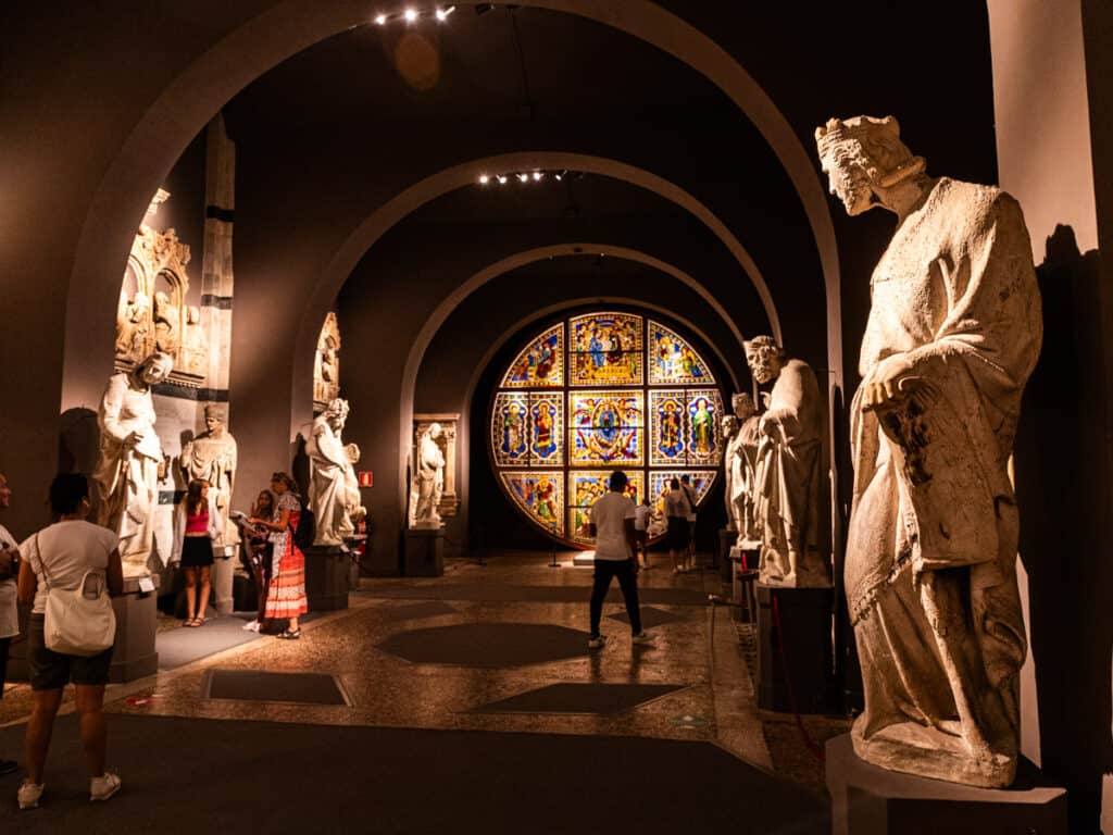 statues and stained glass window