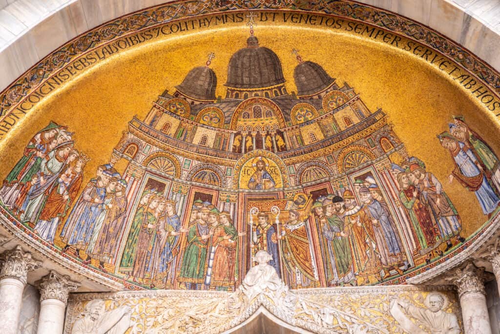 golden mosaic roof with st mark's basilica etched on it