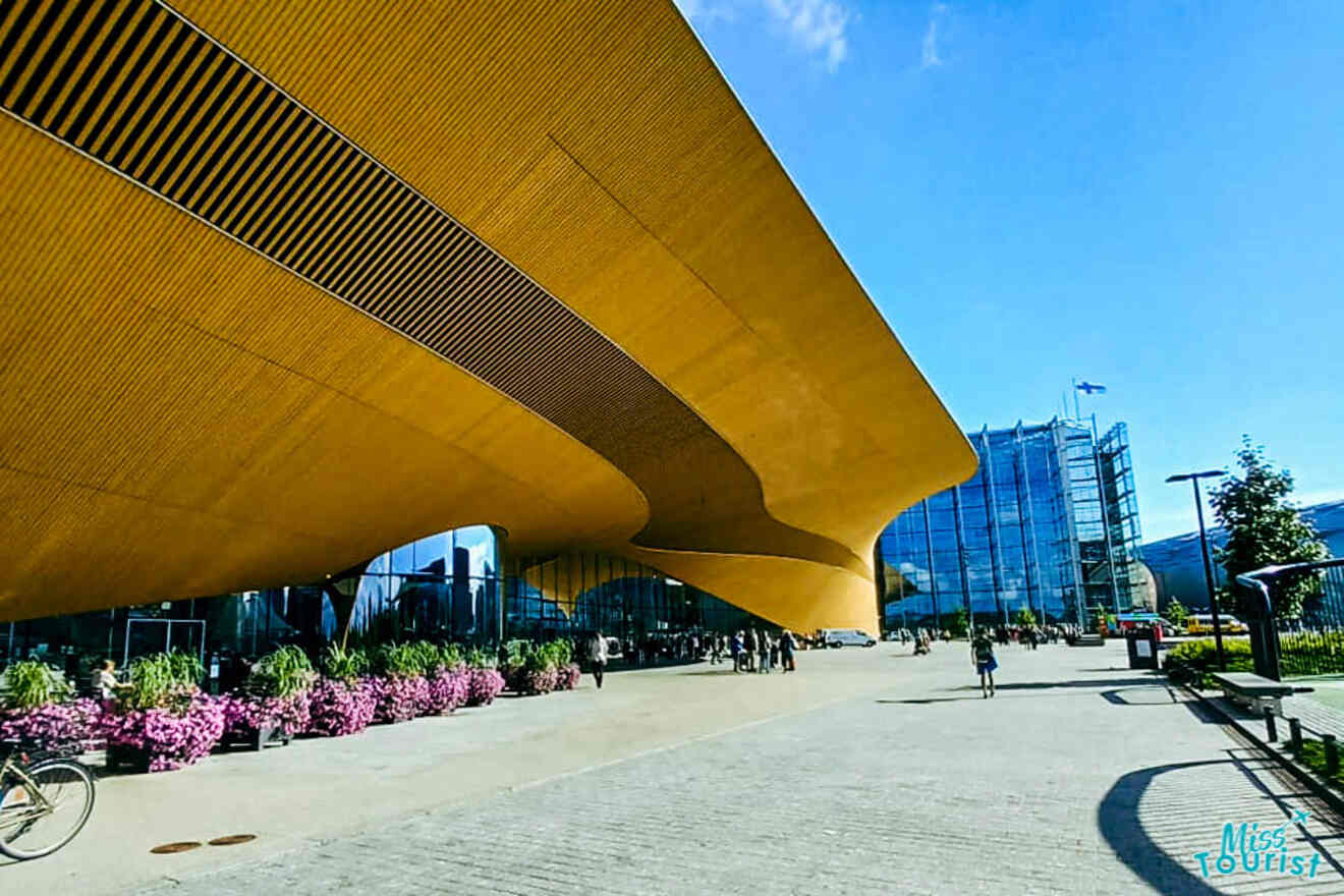 A building with a large wooden structure.