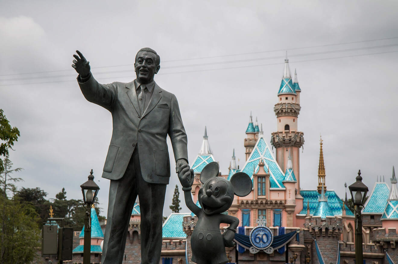 statue of the partners in DIsneyland