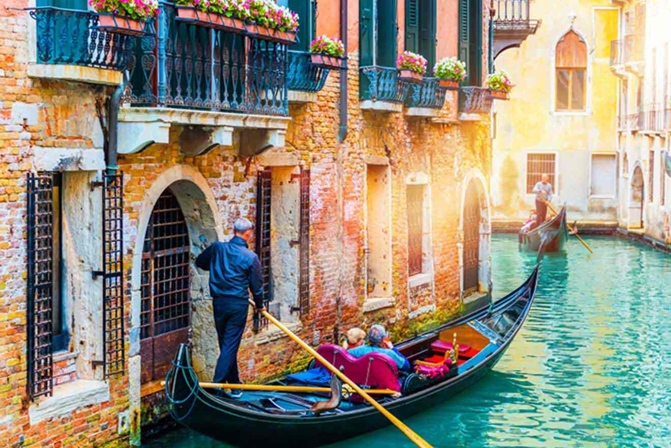 Gondolas on the canal in venice, italy.