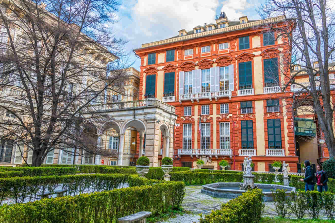 A courtyard in front of a large building.