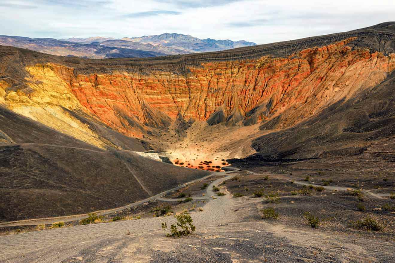 A crater in the middle of a desert.