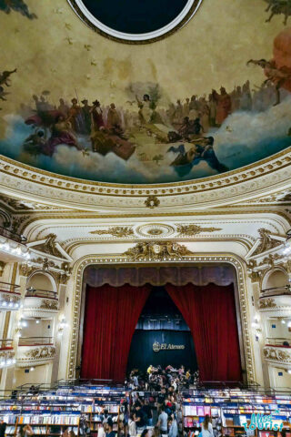 a fresco on the ceiling of a theatre