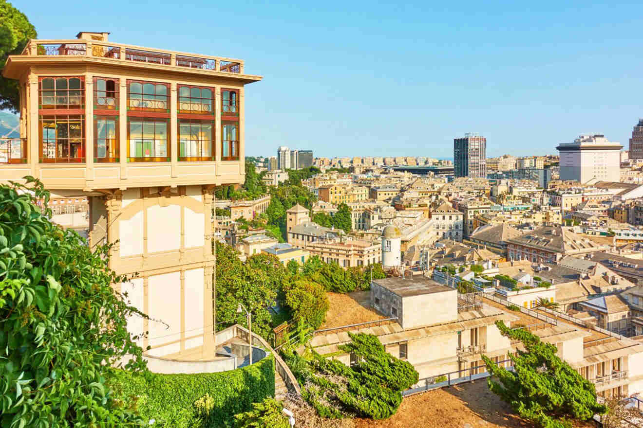 A view of the city from the top of a building.