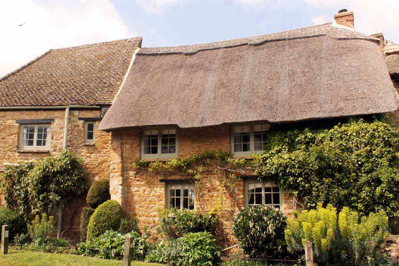 cottages with lots of greenery in front of it