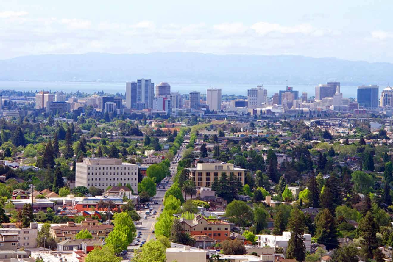 aerial view over the city with tall buildings in the background