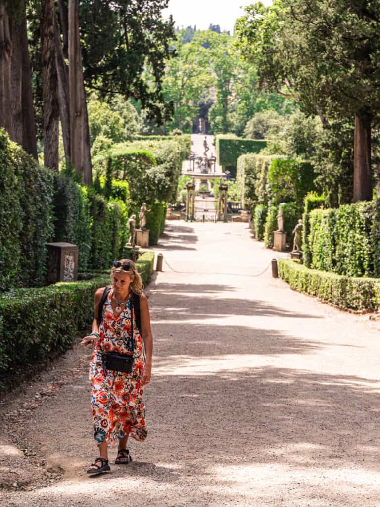 caz walking up the Viottolone.