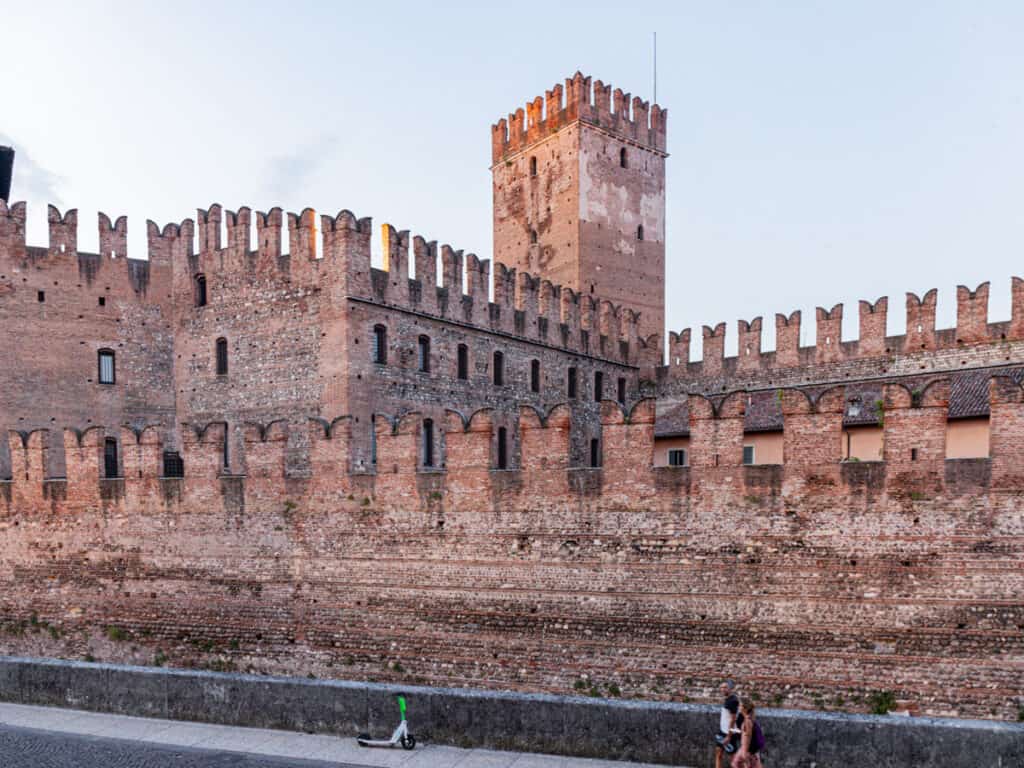 brick structure of ancient castle in verona