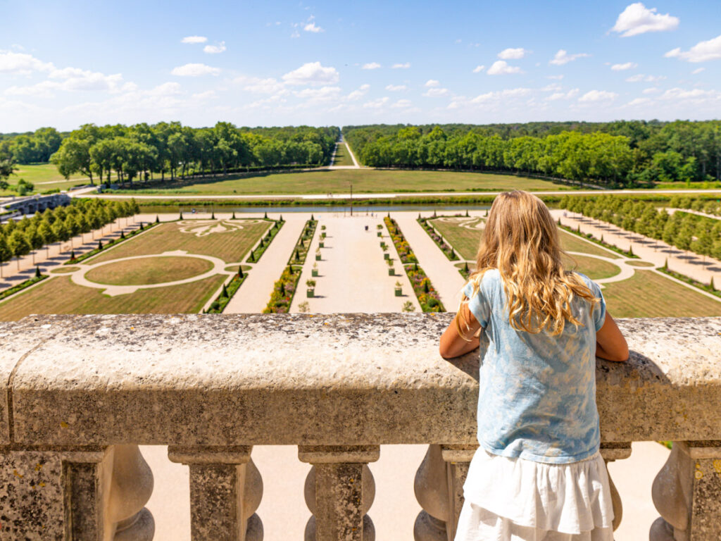 savannah looking at chambord gardens from rooftop