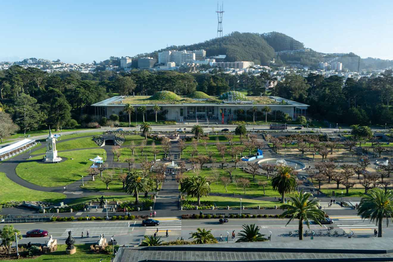 An aerial view of san francisco's garden.