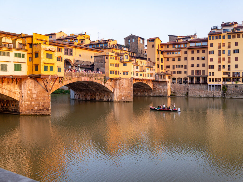 golden light on ponte vecchip bridge