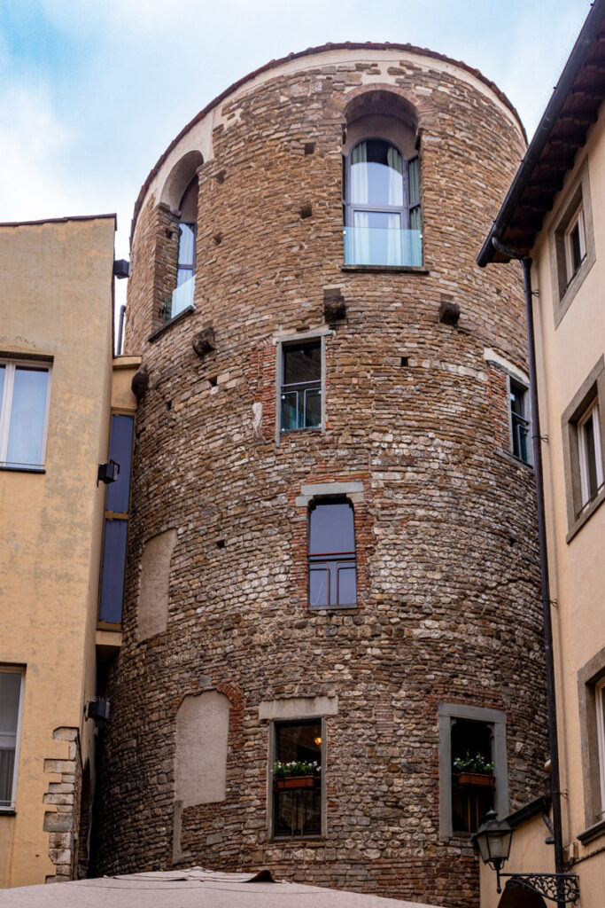 old brick round tower