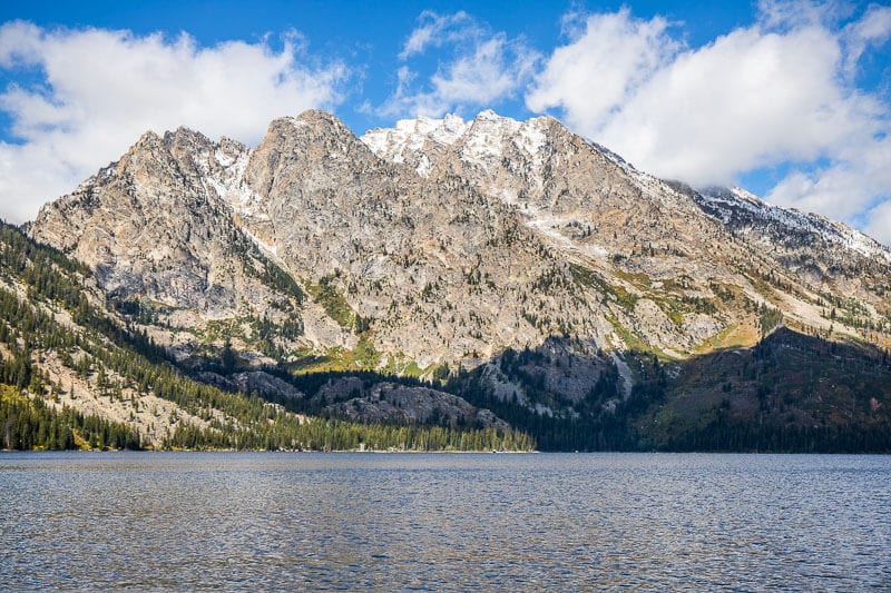 Stunning views from the Jenny Lake Ferry of jagged mountains