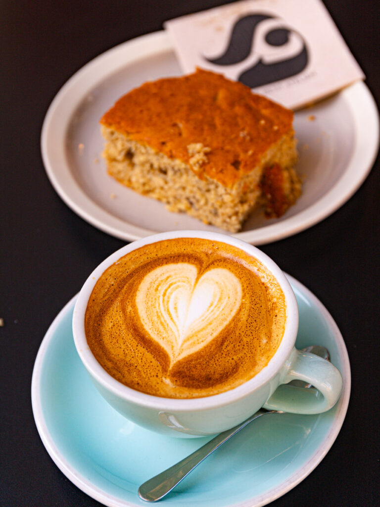 coffee and cake on table