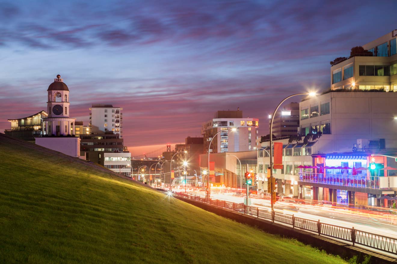 A city at dusk