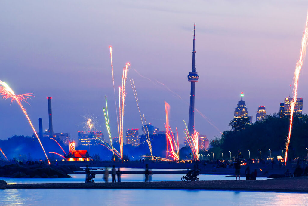 Fireworks display in Toronto view from the Beaches