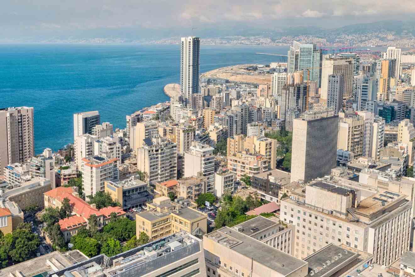 aerial view of city by the coast