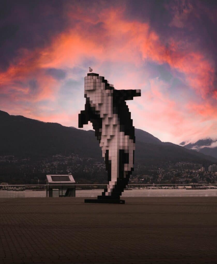 giant lego whale Canada Place Vancouver