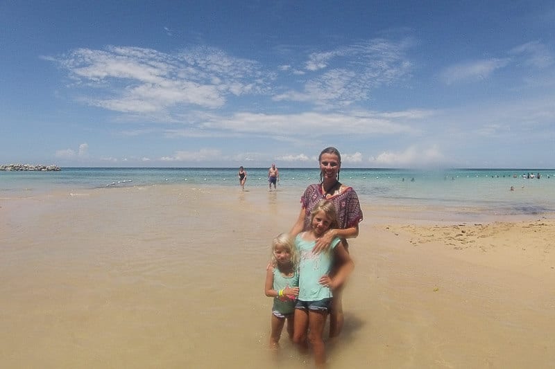 The beach at Dunn's River Falls in Ocho Rios, Jamaica