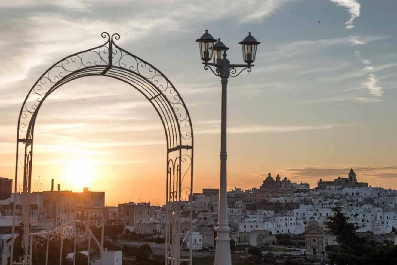 view over the city at sunset