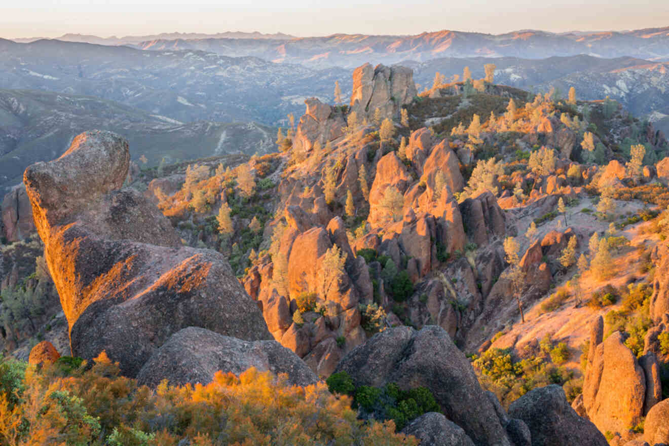 The rock formations at sunset