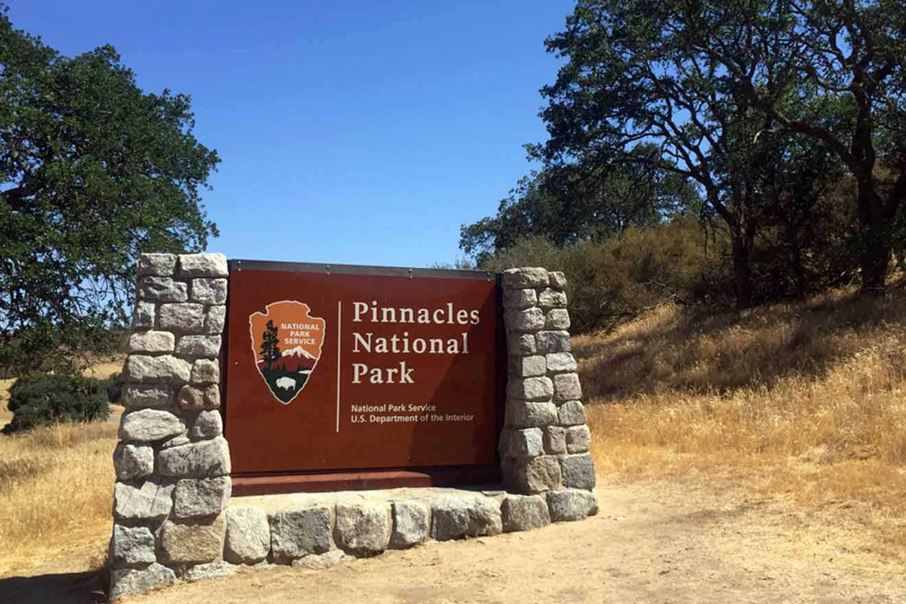 A sign for pinnacles national park in california.