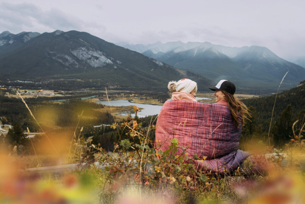 christina and caz looking at banff viewpoint