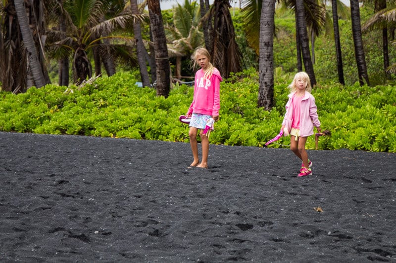 Punaluu Beach (Black Sand Beach) on the Big Island of Hawaii