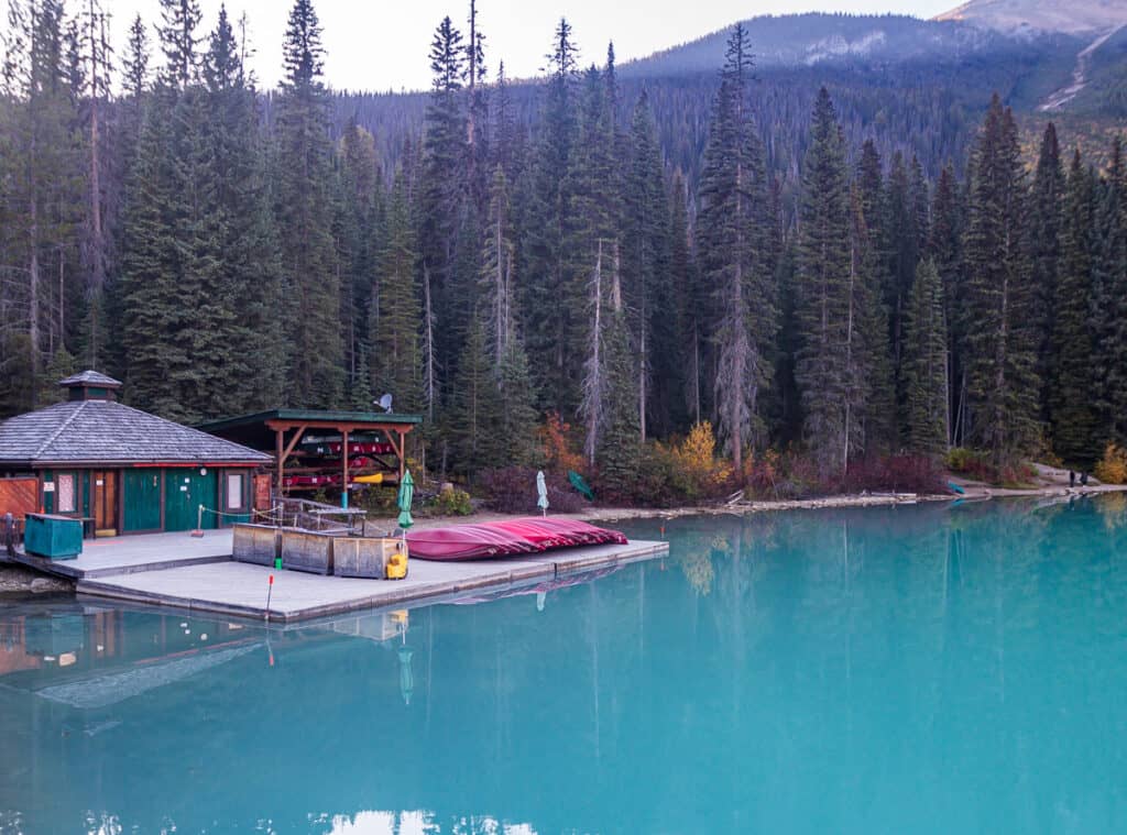 boat house on emerald lake