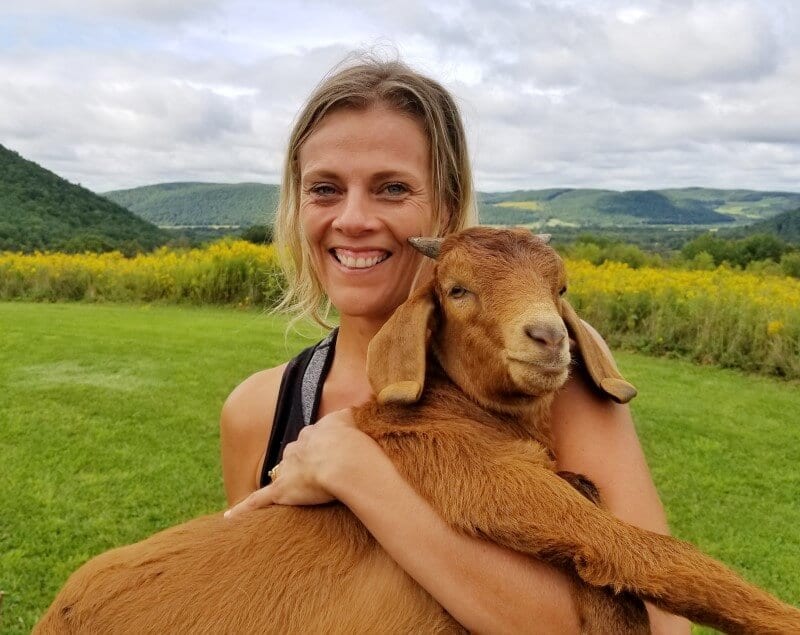 caroline holding goat