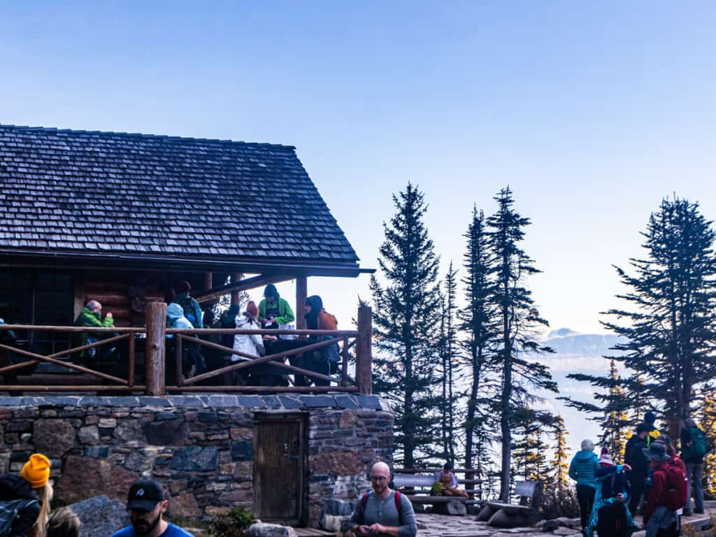 wooden tea house with mountain views