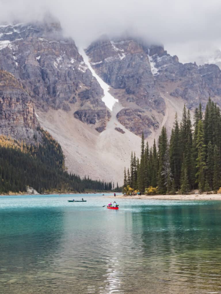 kayakers on lake moraine